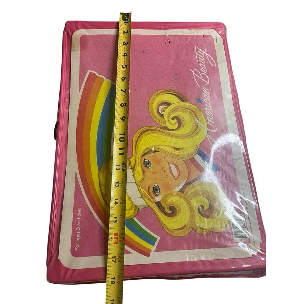 Vintage Barbie Doll Clothing Case American Beauty 1984 Pink Rainbow 80s